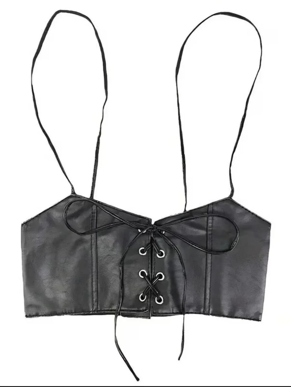 Black Lace Up Corset Style Faux Leather Belt Waist Cincher One Size
